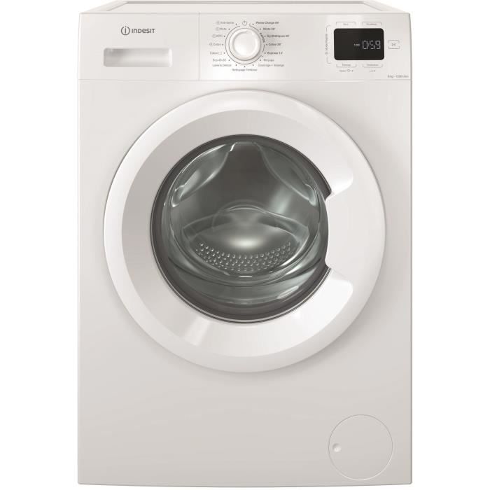 Lave-linge hublot INDESIT IMW862MYTIMEFR MyTime - 8 kg - Induction - L60cm - 1200 trs/min - Classe A - Blanc