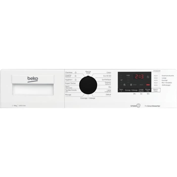 Lave-linge hublot BEKO b300 WTV94221BW - 9 kg - Induction - L60cm - 1400 trs/min - Classe A - Blanc – Image 3