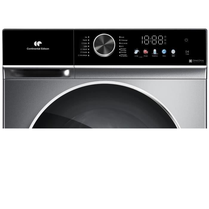Lave-linge hublot - CONTINENTAL EDISON - CELL1012DDS1 - 10kg - MOTEUR INDUCTION DIRECTE SANS COURROIE -60 cm - 1200 trs/min - Silver – Image 3