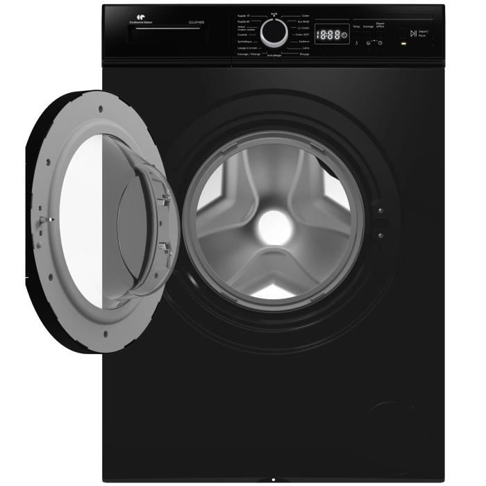 Lave-linge hublot CONTINENTAL EDISON CELL9140IB - 9kg - Largeur 59,6 cm - Classe A - 1400 trs - moteur induction - noir mat – Image 2