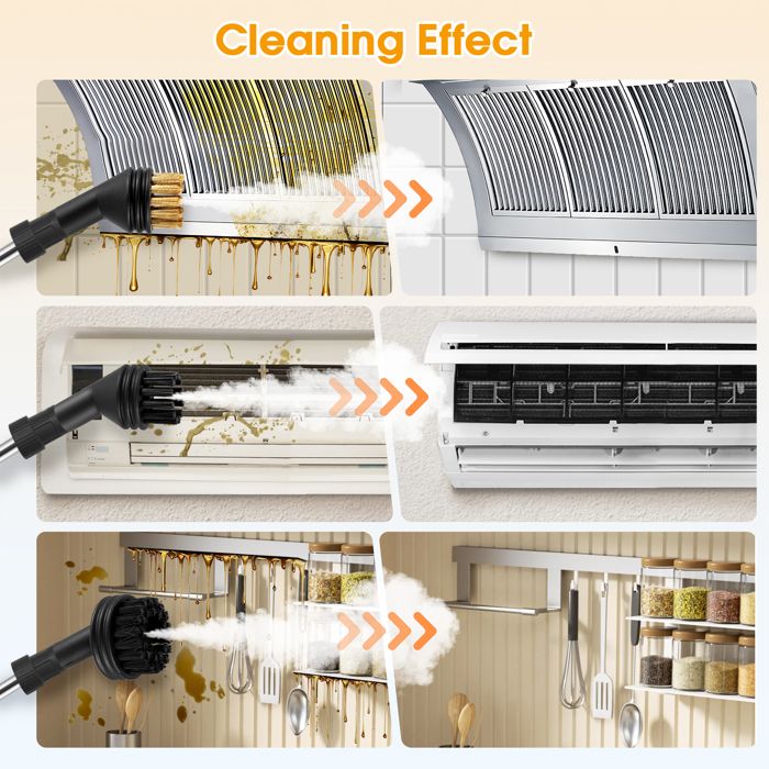 2500W Nettoyeur Vapeur avec Ecran Digital,Nettoyeur Vapeur à Main avec 7 Têtes de Brosse Réglables sur 3 Niveaux, pour – Image 4