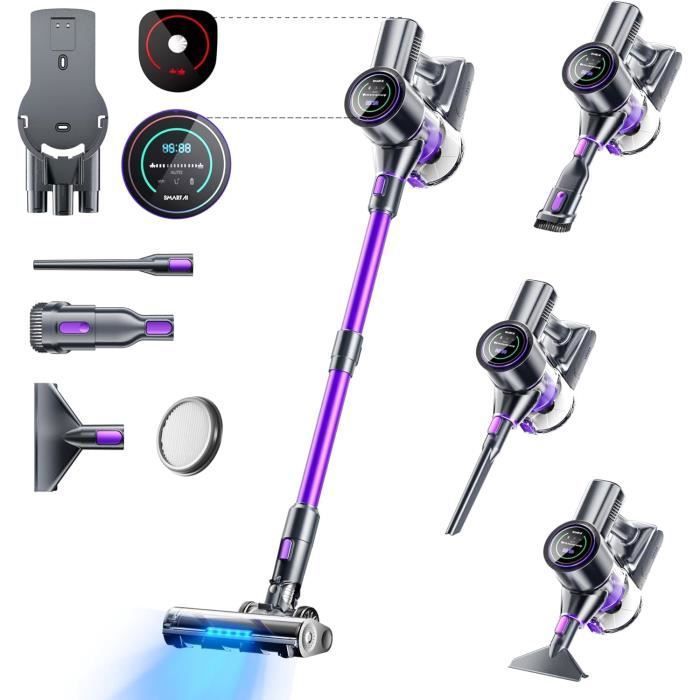 580W/50Kpa 8en1 SmartAi P40 Aspirateur Balai sans Fil, 2 LEDs Ecran Tactile,Jusqu'à 65 Min d'autonomie,1,3 L,Filtration en 6 étapes