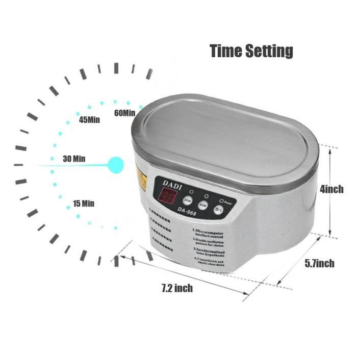 600ML LCD Nettoyeur A Ultrasons Lunettes Bijoux Portable 40 KHz Timing Setting EU – Image 2