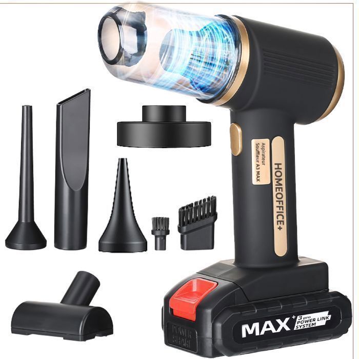 HOMEOFFICE+ A3 MAX Mini Aspirateur, Aspirateur Voiture Portable, Aspirateur à main sans fil, batterie amovible rechargeable USB.