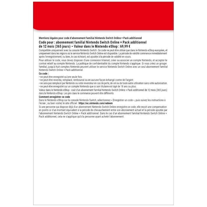 Abonnement Familial de 12 mois au service Nintendo Switch Online + Pack Additionnel – Image 2