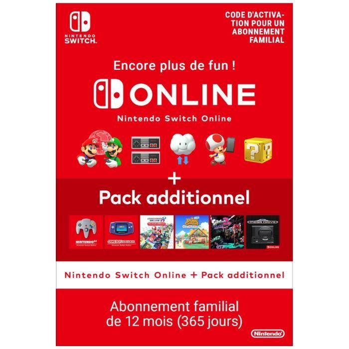 Abonnement Familial de 12 mois au service Nintendo Switch Online + Pack Additionnel