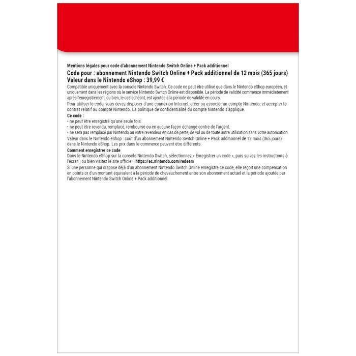 Abonnement Individuel de 12 mois au service Nintendo Switch Online + Pack Additionnel – Image 2