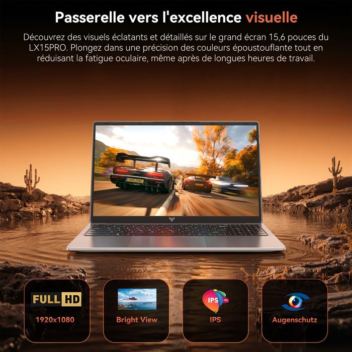 ACEMAGIC PC Portables Gaming - 15.6" FHD, AMD Ryzen 7 5700U(8C/16T, 4,3GHz),16Go RAM DDR4, 512Go M.2 SSD, WiFi 6, BT5.2, HDMI,Gris – Image 5