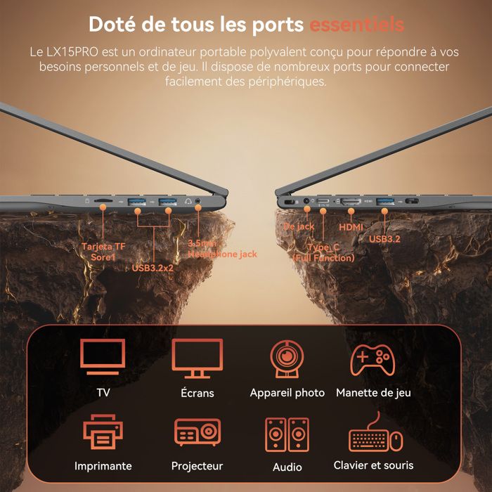 ACEMAGIC PC Portables Gaming - 15.6" FHD, AMD Ryzen 7 5700U(8C/16T, 4,3GHz),16Go RAM DDR4, 512Go M.2 SSD, WiFi 6, BT5.2, HDMI,Gris – Image 6