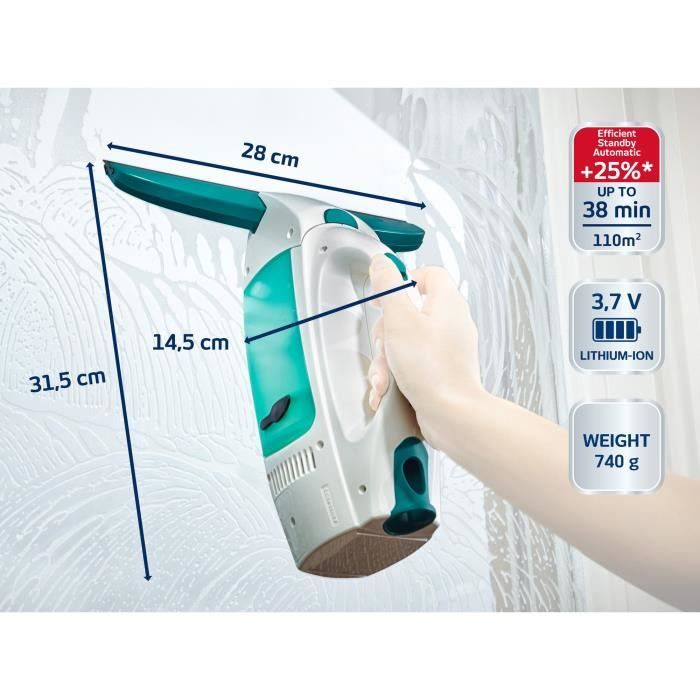 Aspirateur à vitres Leifheit Dry & Clean 51000, nettoyeur de vitres 360° pour un nettoyage sans trace ni goutte, autonomie 38min – Image 5