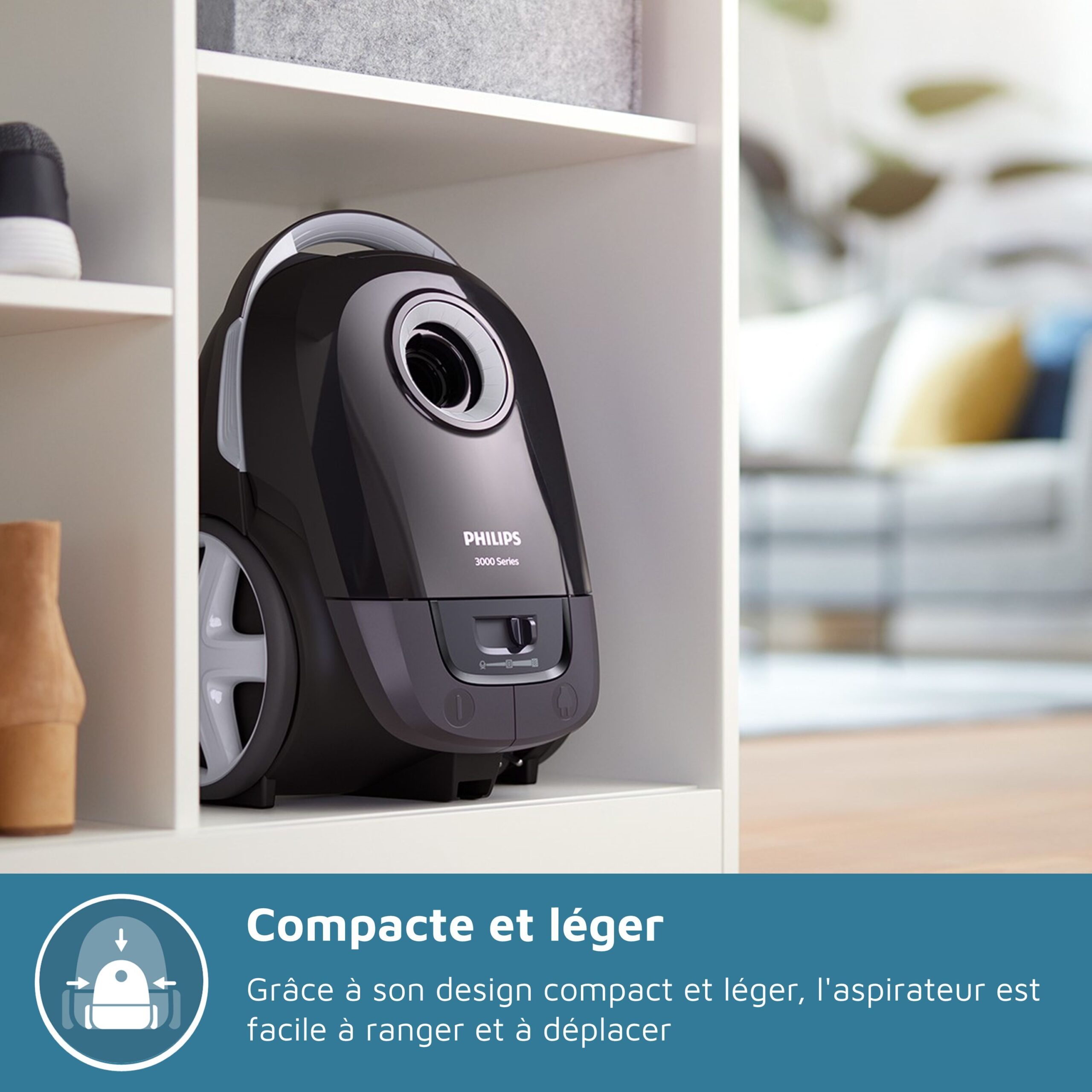 Aspirateur avec sac - PHILIPS - XD3112/09 - Série 3000 Performer Compact - 900W - Noir – Image 3