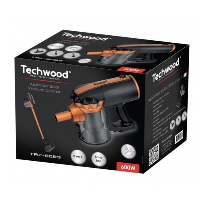 Aspirateur Balai 2en1 500mL 600W Techwood Orange Balai / à main filaire, cyclonique sans sac – Image 4