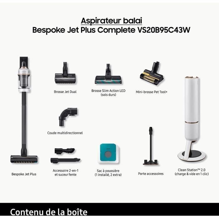 Aspirateur Balai avec Clean Station SAMSUNG Bespoke Jet Plus Complete VS20B95C43W - 210 AW – Image 9
