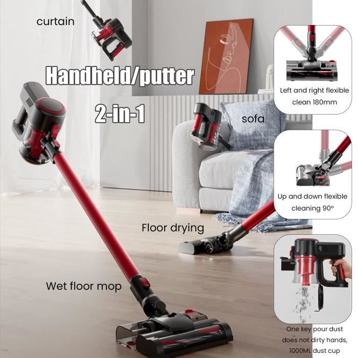 Aspirateur Balai sans Fil - PRUMYA - 3 en 1 - 120W - 15Kpa - Autonomie 60 min – Image 4