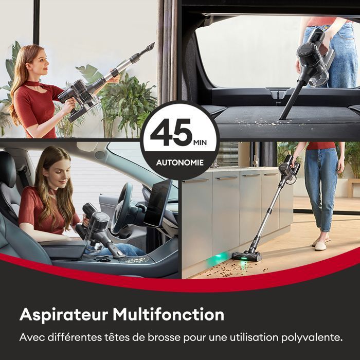 Aspirateur Balai sans Fil 4 en 1 - Ultenic UV12 VESLA - Laser révèle la poussière microscopique - 50KPa - 45 Min - Anti-Emmêlement – Image 3