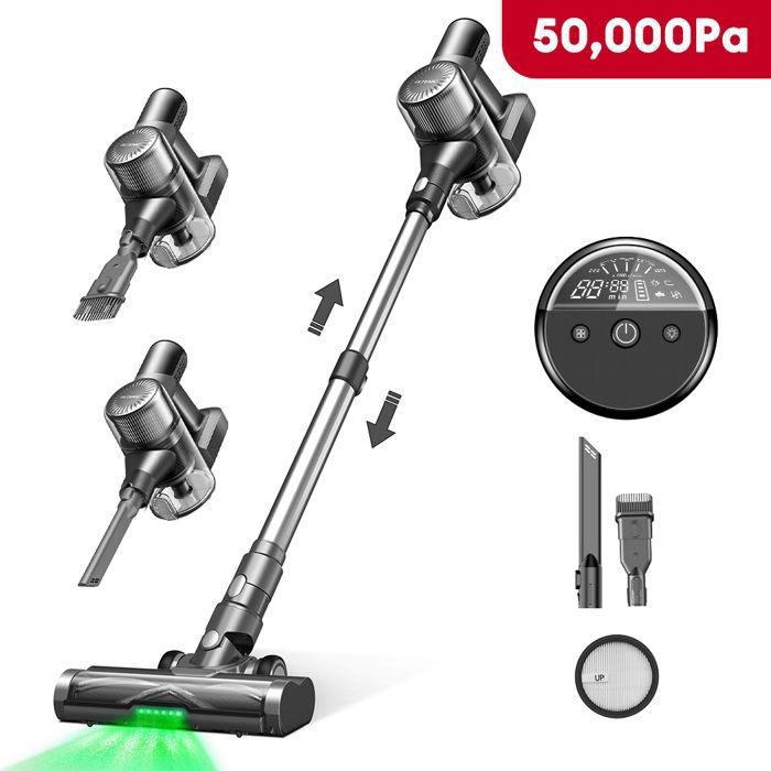 Aspirateur Balai sans Fil 4 en 1 - Ultenic UV12 VESLA - Laser révèle la poussière microscopique - 50KPa - 45 Min - Anti-Emmêlement