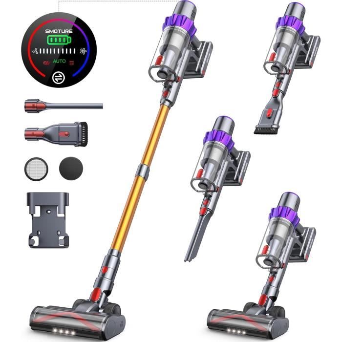 Aspirateur Balai sans Fil 600W/56Kpa,65Mins Aspirateur sans Fil Puissant,Aspirateur balai pour Tapis,Sols Durs,Poils d'animaux