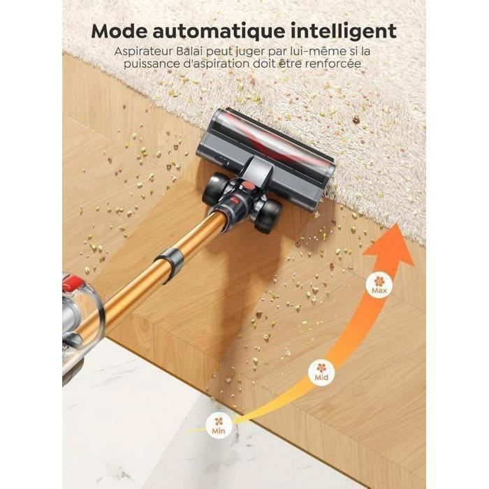 Aspirateur Balai sans Fil 600W/56Kpa,65Mins Aspirateur sans Fil Puissant,Aspirateur balai pour Tapis,Sols Durs,Poils d'animaux – Image 4