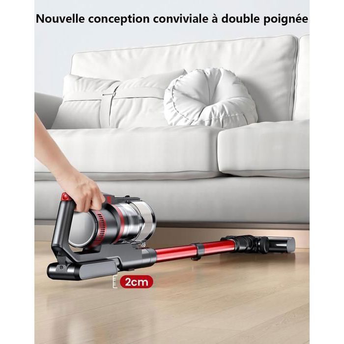 Aspirateur Balai sans Fil,60000Pa/600W/9*2500mAh/65 Mins , OLED Écran,1.75L/Filtration en 7 étapes,Puissant Aspirateur omnipotent – Image 6