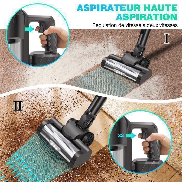 Aspirateur Balai Sans Fil 30000Pa/300W - Multifonctions 6 en 1 - Dayplus Aspirateur Sans Sac - 2x 3.0Ah Batteries - Autonomie 65 – Image 3
