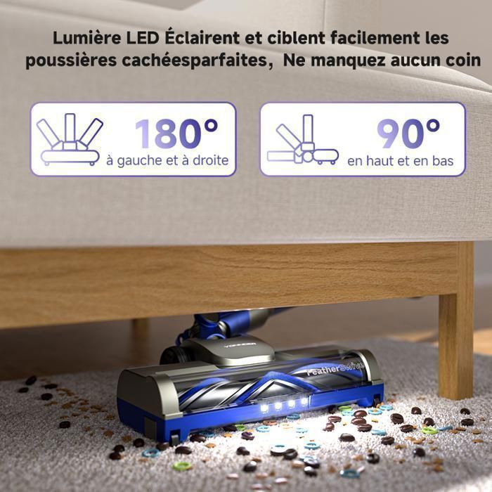 Aspirateur Balai sans fil Erabros EV1 50Kpa/53min- Modèle Silencieux- Filtration cyclonique en 5 étapes pour Tous Sols – Image 2