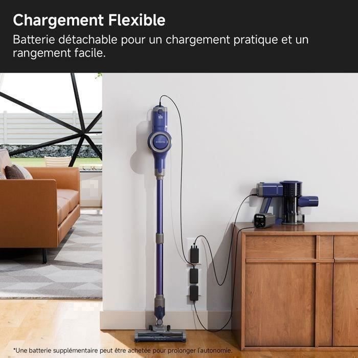 Aspirateur Balai sans fil Erabros EV1 50Kpa/53min- Modèle Silencieux- Filtration cyclonique en 5 étapes pour Tous Sols – Image 6