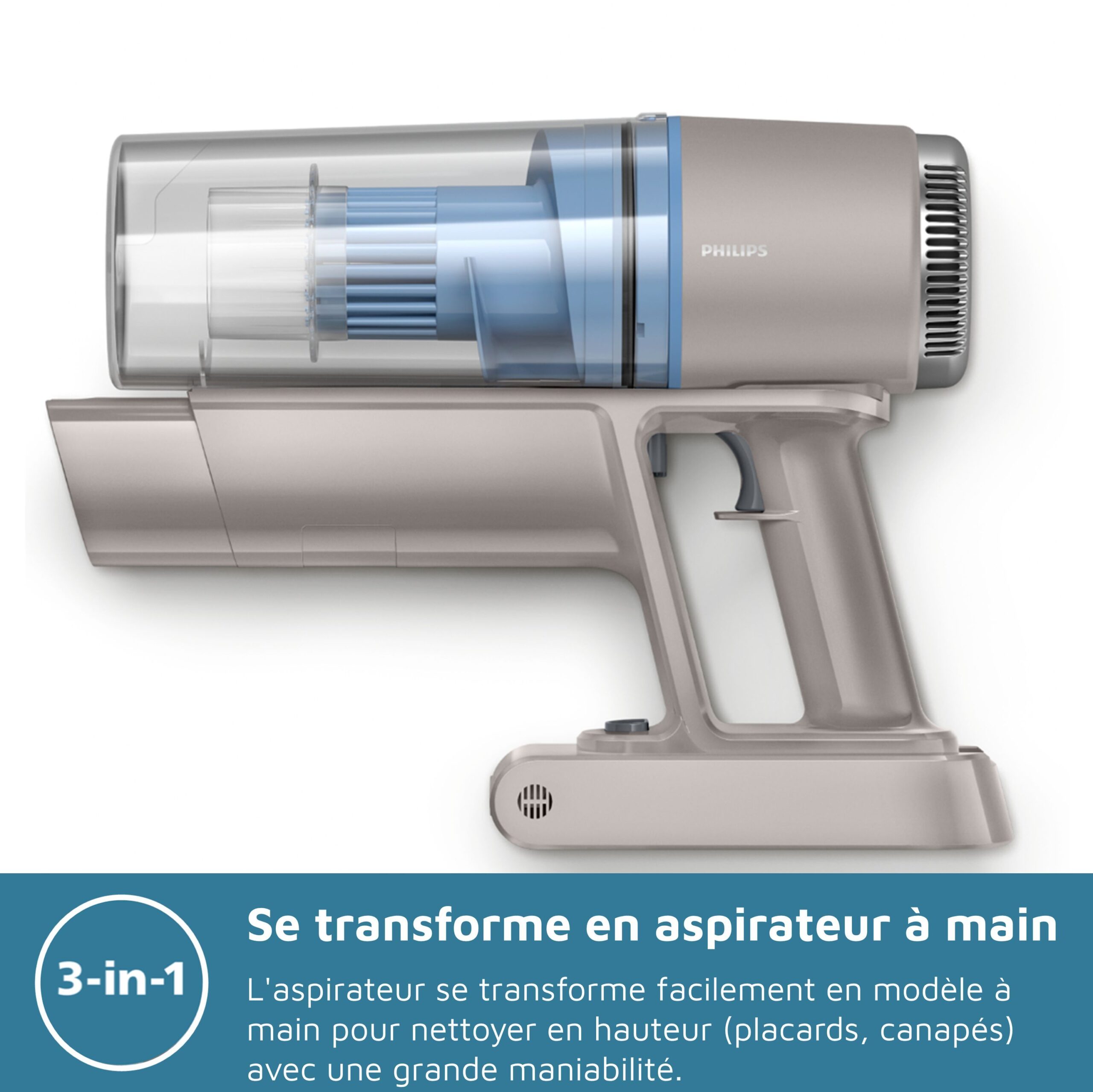 Aspirateur balai sans fil - PHILIPS - XC2011/01 - Série 2000 PowerCyclone 7 - LED - Bleu – Image 9