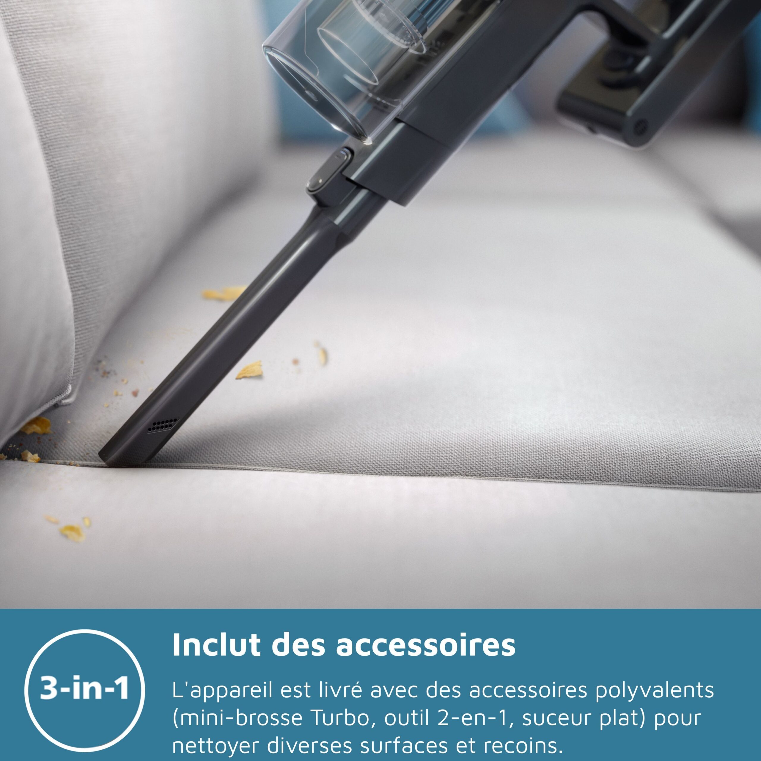 Aspirateur balai sans fil - PHILIPS - XC3033/01 - Série 3000 PowerCyclone 8 - LED - Vert Cargo – Image 8