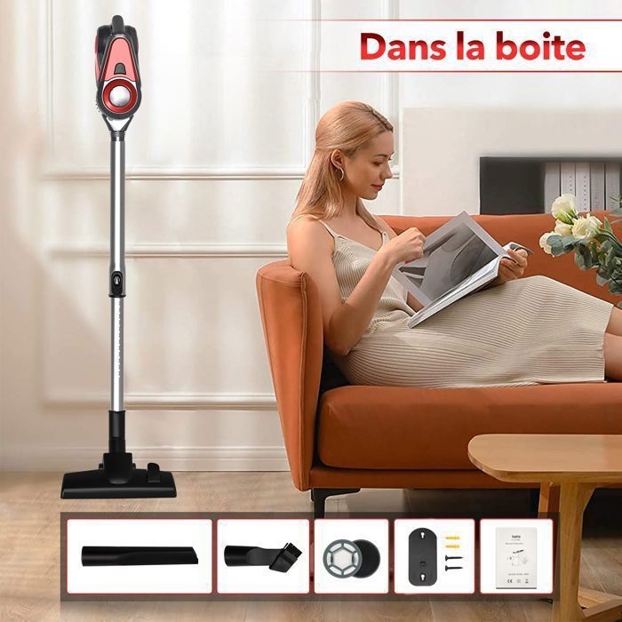 Aspirateur Balai sans Sac avec Fil BSTRE - 800W/22Kpa - Aspirateur à Main 3 en 1 - Aspirateur filaire- Rouge – Image 6