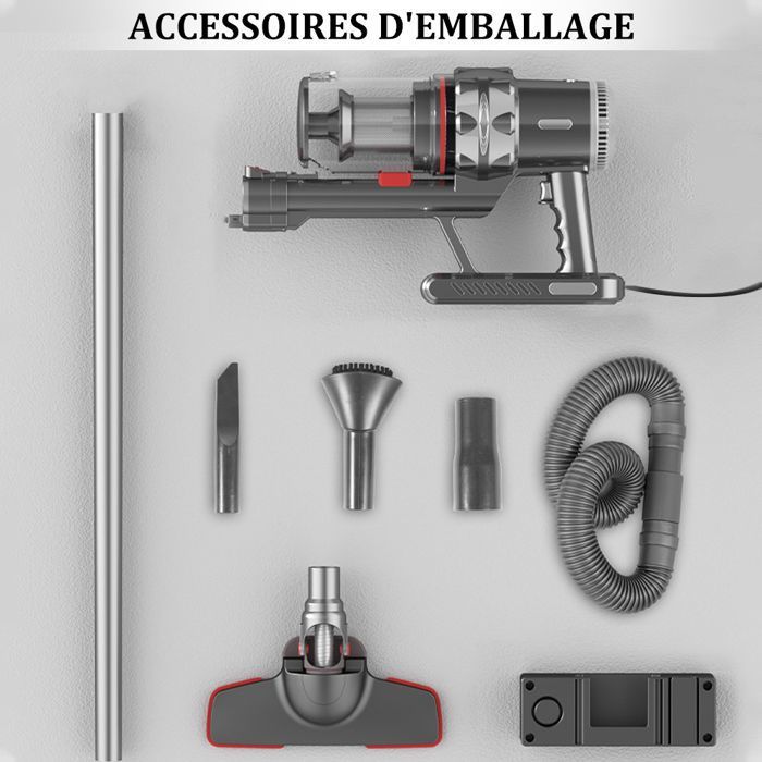 Aspirateur Balai Sans Sac Puissant 35Kpa 1400W, 5 en 1 Aspirateur à Main avec Fil, pour Poils Animaux Sol Tapis – Image 6