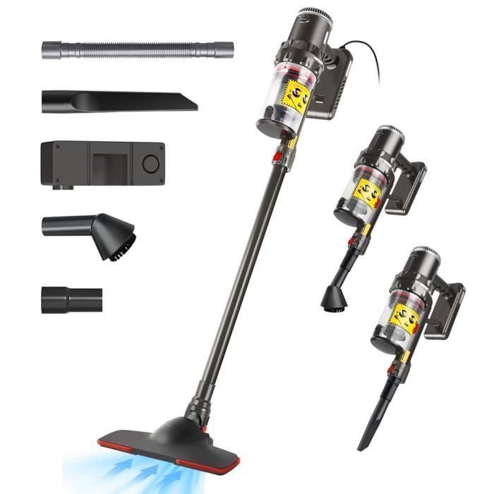 Aspirateur Balai Sans Sac Puissant 35Kpa 1400W, 5 en 1 Aspirateur à Main avec Fil, pour Poils Animaux Sol Tapis