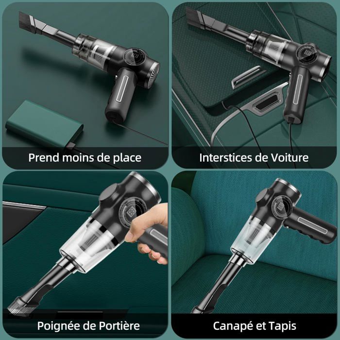 Aspirateur de Voiture sans Fil 29000Pa 120W - Puissant Aspirateur à Main Rechargeable avec Écran LCD et Longue Autonomie – Image 4