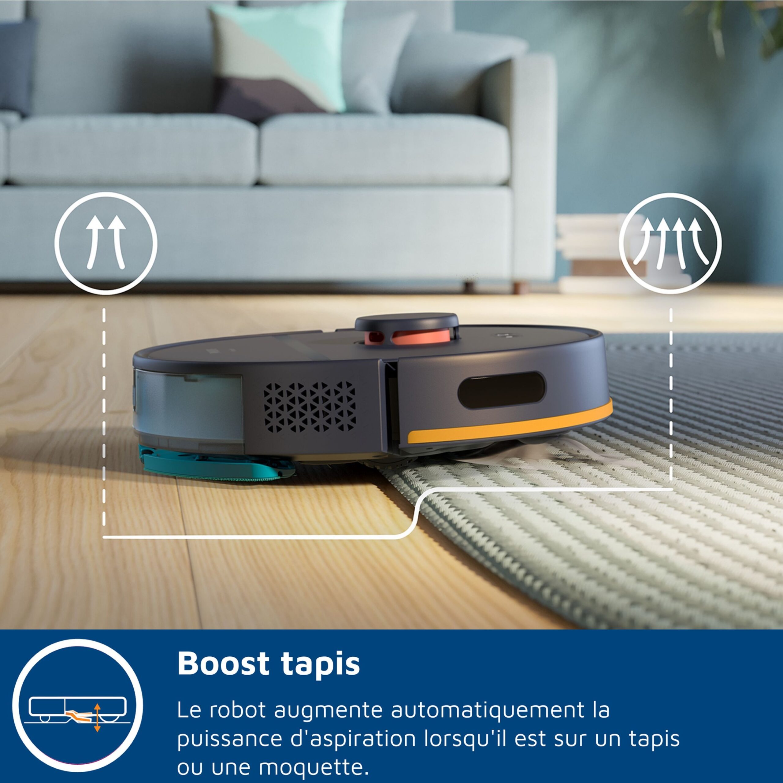 Aspirateur robot laveur avec station - PHILIPS - XU2000 - 130 min - 6 000 Pa - Réservoir eau 300ml - Bac poussière 380ml - Bleu nuit – Image 6