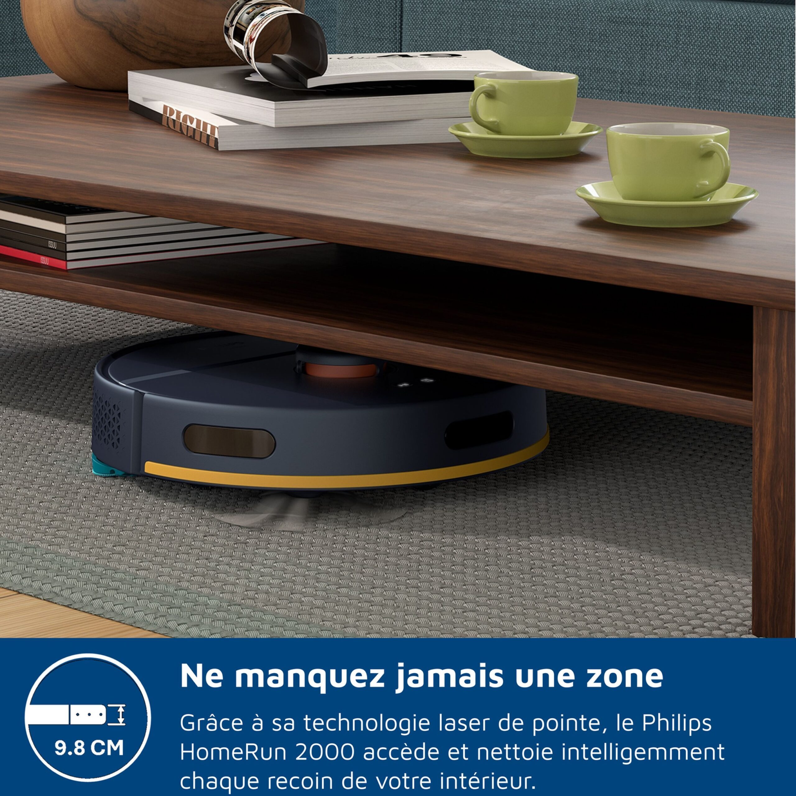 Aspirateur robot laveur avec station - PHILIPS - XU2000 - 130 min - 6 000 Pa - Réservoir eau 300ml - Bac poussière 380ml - Bleu nuit – Image 8