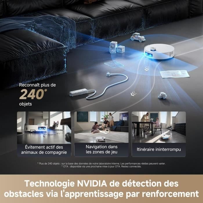 Aspirateur Robot Laveur - DREAME Aqua 10 Ultra Roller Complete - Nettoyage Automatique du Rouleau - Évitement d'obstacles de 8 cm – Image 4