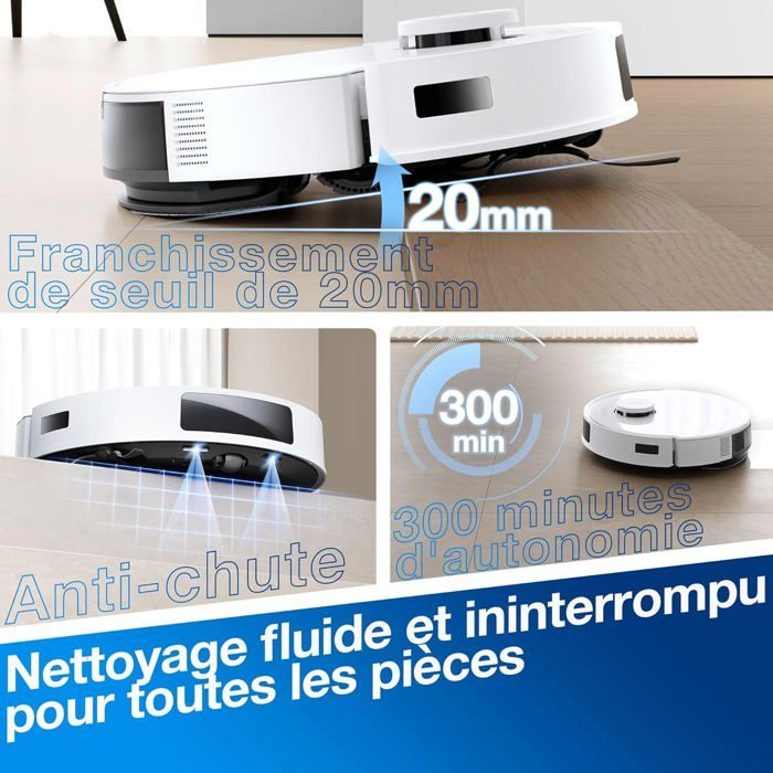 Aspirateur Robot Laveur ECOVACS DEEBOT N20 PLUS, Technologie PureCyclone avec conteneur à poussière sans consommable, 8000Pa – Image 4