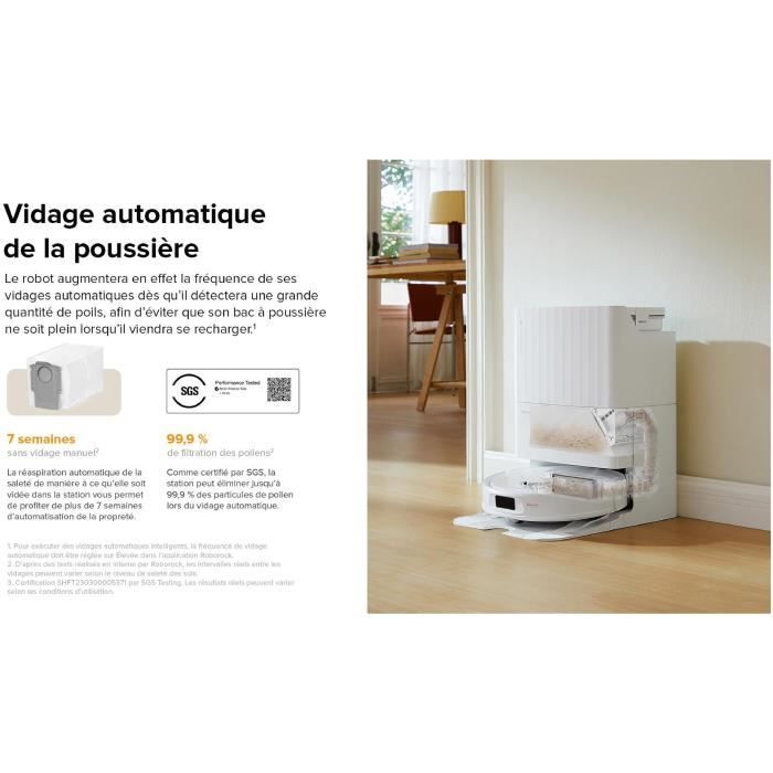 Aspirateur Robot Laveur - ROBOROCK - QRevo Plus - Puissance 7000 Pa - Serpillère extensible - avec Station Multifonction - Blanc – Image 3