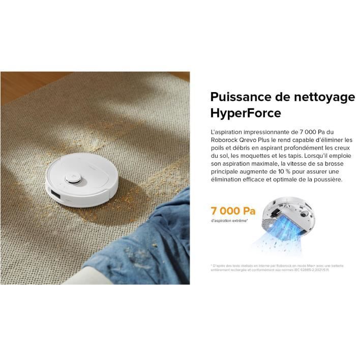 Aspirateur Robot Laveur - ROBOROCK - QRevo Plus - Puissance 7000 Pa - Serpillère extensible - avec Station Multifonction - Blanc – Image 6