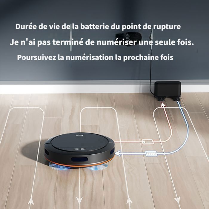 Aspirateur Robot 3 en 1 avec station - 4000Pa, Nettoyage intégré, Navigation gyroscopique, Autonomie 130min, Pour tapis et sols – Image 2
