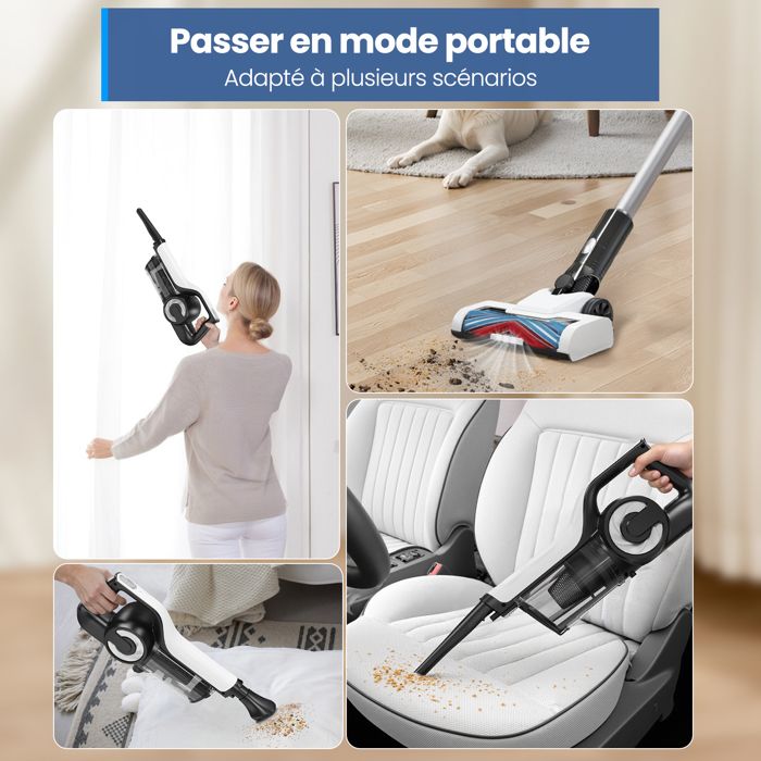 Aspirateur Sans Fil, 30000PA/5*2200mAh/40min Fonctionnement, Filtration Efficace, Balai Motorisé avec Phares LED pour Tous Sols – Image 5