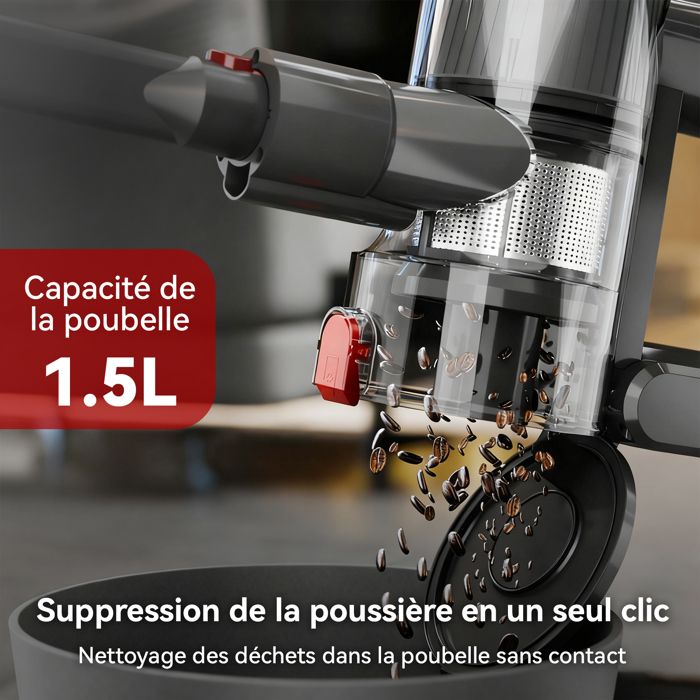 Aspirateur Sans Fil - LAMZIEN - 40000PA - 50min Autonomie - Filtration Efficace - Balai Motorisé – Image 5