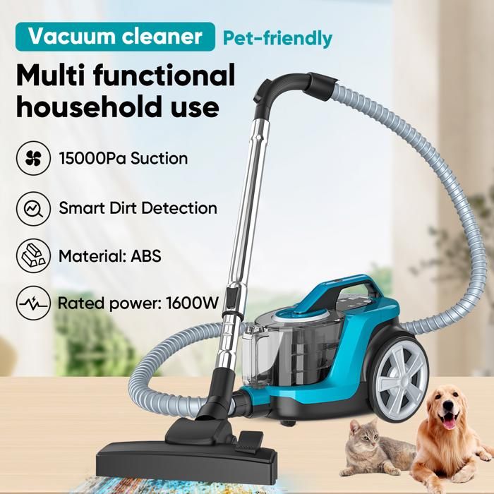 Aspirateur sans sac - Capacité 4 L - 1600 W - Tête d'aspiration haute performance - Haute filtration - Silencieux - Cordon de 5 m – Image 4