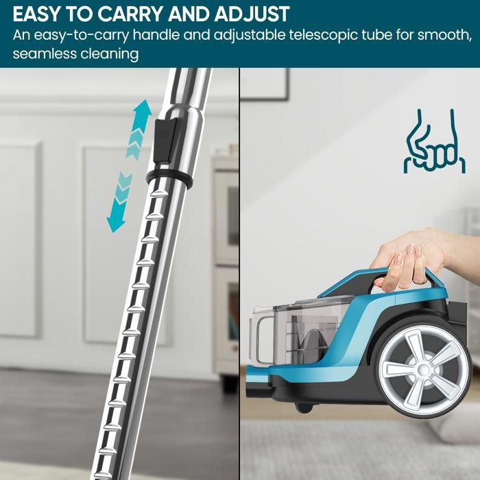 Aspirateur sans sac - Capacité 4 L - 1600 W - Tête d'aspiration haute performance - Haute filtration - Silencieux - Cordon de 5 m – Image 5