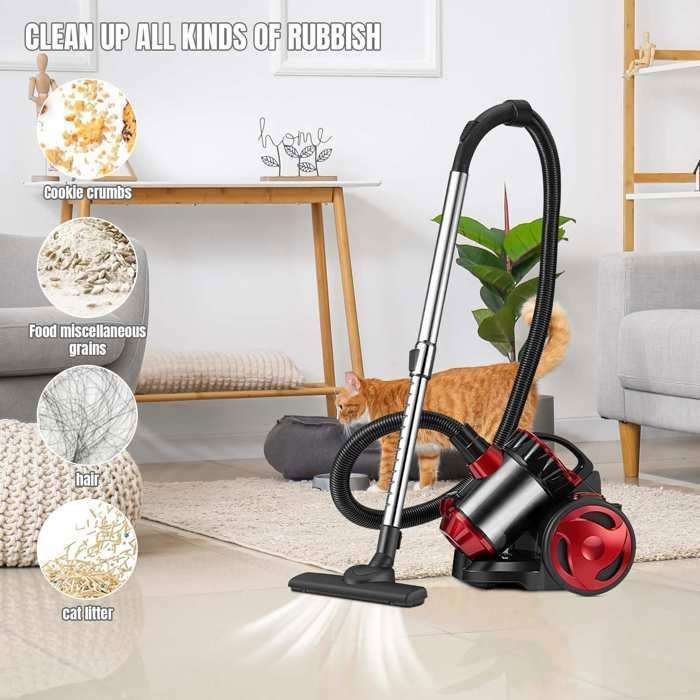 Aspirateur sans sac - 2000W /1.5L - Silencieux - Filtration haute performance - 4.5m-Pratique aux sols/tapis/canapés/poils