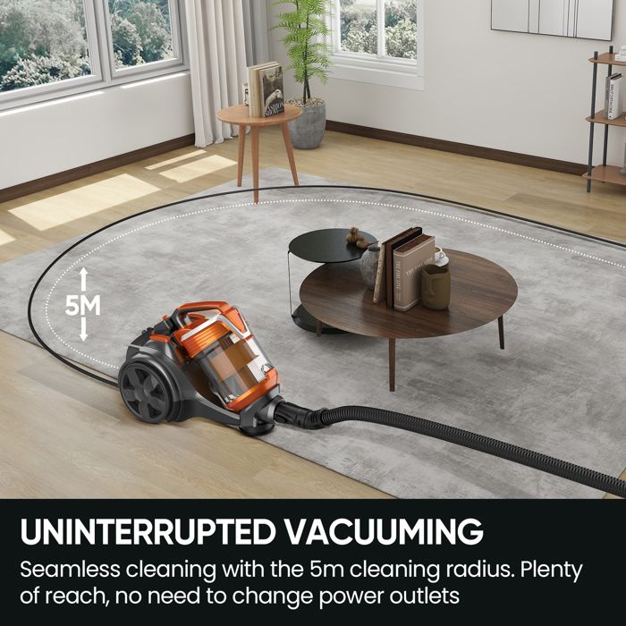 Aspirateur Sans Sac 3600W 15Kpa Puissant, Aspirateur À Main Multifonction Avec Brosse 2-en-1, Fil 5m, Grande Capacité, Nettoyage – Image 4