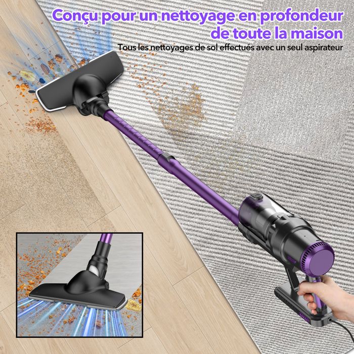 Aspirateur Balai sans Sac 800W - Aspirateur à main 4 en 1 - Aspirateur filaire 24KPa - Léger - Multifonction - Vio – Image 2