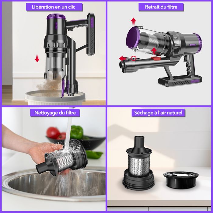 Aspirateur Balai sans Sac 800W - Aspirateur à main 4 en 1 - Aspirateur filaire 24KPa - Léger - Multifonction - Vio – Image 4