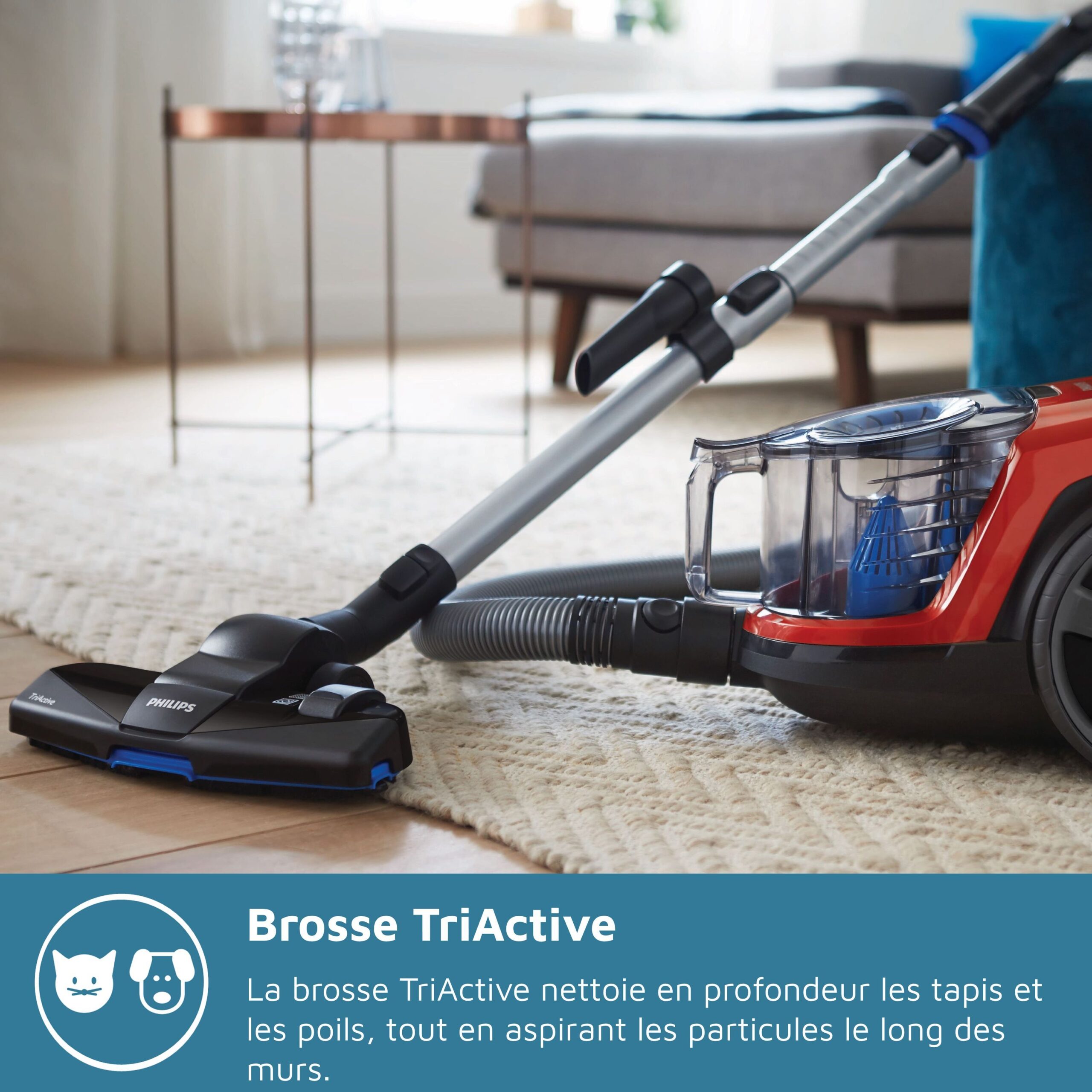 Aspirateur sans sac - PHILIPS - FC9330/09 - Série 3000 PowerPro Compact - 900W - Rouge – Image 7