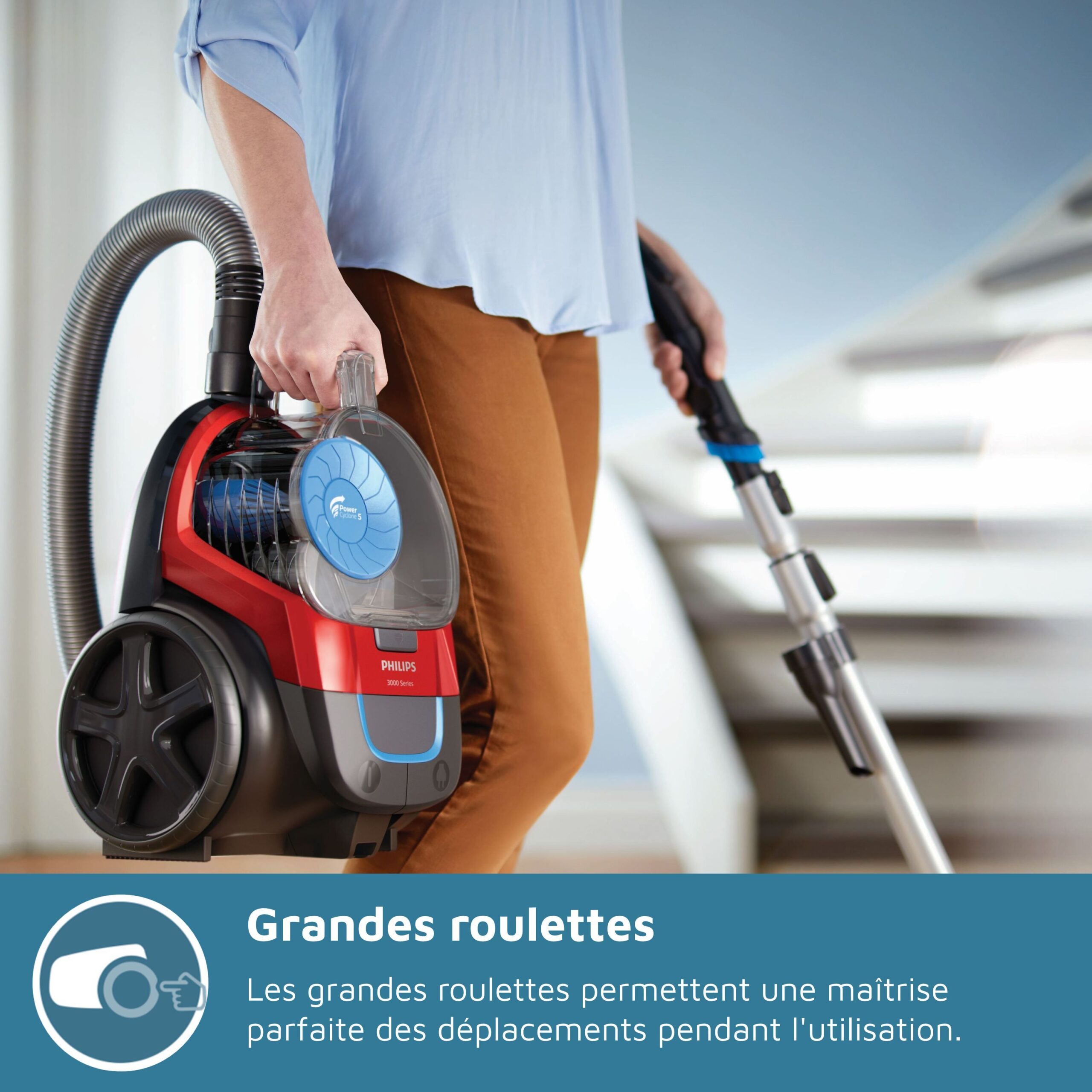 Aspirateur sans sac - PHILIPS - FC9330/09 - Série 3000 PowerPro Compact - 900W - Rouge – Image 9
