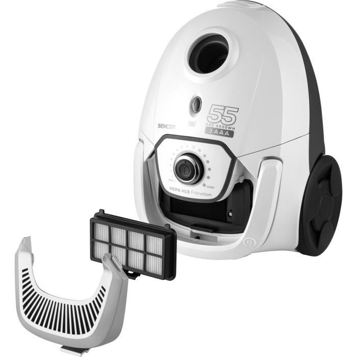 Aspirateur traîneau avec sac - SENCOR - SVC 5500WH - Moteur ECO 700 W - 75 dBA - 2 L - Filtre HEPA H13 - Blanc – Image 9